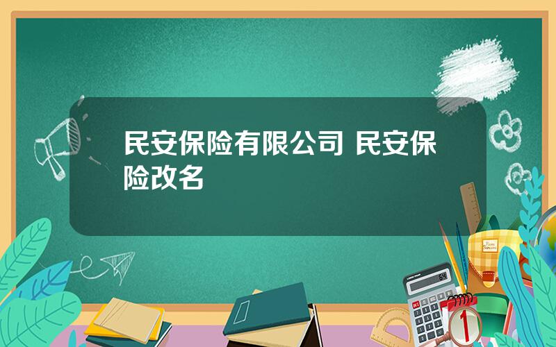 民安保险有限公司 民安保险改名